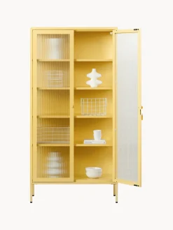 Discount Mustard Made Vitrine en métal et verre strié The Collector Jaune pâle