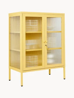 Clearance Mustard Made Vitrine en métal et verre strié The Mixer Jaune pâle