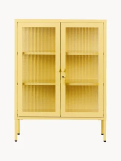 Clearance Mustard Made Vitrine en métal et verre strié The Mixer Jaune pâle