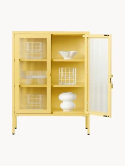 Clearance Mustard Made Vitrine en métal et verre strié The Mixer Jaune pâle
