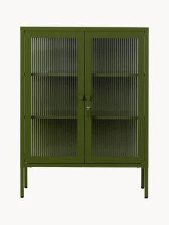 Fashion Mustard Made Vitrine en métal et verre strié The Mixer Vert olive