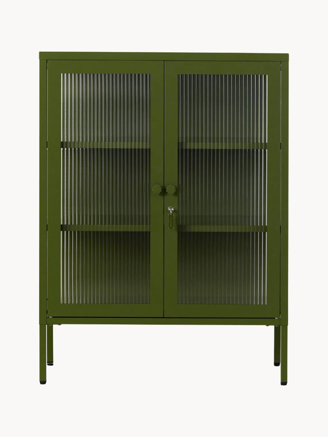 Fashion Mustard Made Vitrine en métal et verre strié The Mixer Vert olive