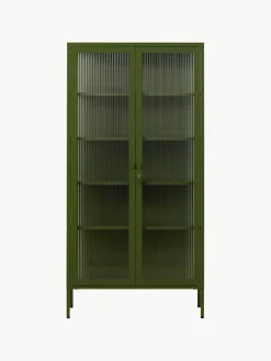 Fashion Mustard Made Vitrine en métal et verre strié The Collector Vert olive