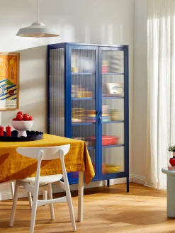 Clearance Mustard Made Vitrine en métal et verre strié The Collector Bleu foncé