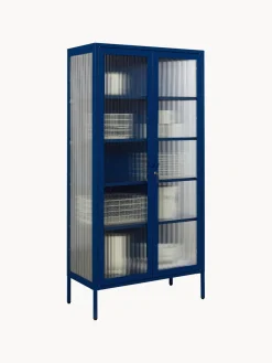 Clearance Mustard Made Vitrine en métal et verre strié The Collector Bleu foncé